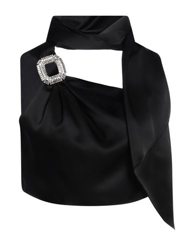 DAVID KOMA DAVID KOMA WOMAN TOP BLACK SIZE 4 TRIACETATE, POLYESTER 