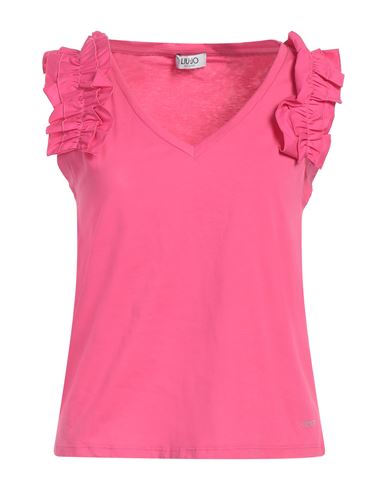 Liu •jo Woman T-shirt Fuchsia Size M Cotton In Pink