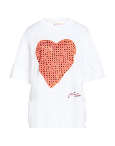 Marni Heart-print Cotton T-shirt In White