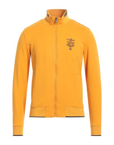 Aeronautica Militare Man Sweatshirt Orange Size S Cotton, Elastane