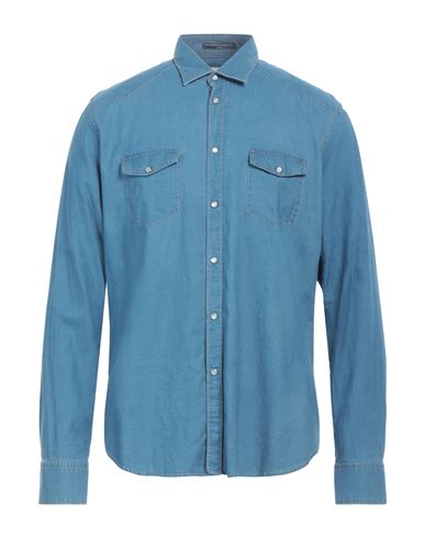 Shop B.d.baggies B. D.baggies Man Denim Shirt Blue Size Xl Cotton