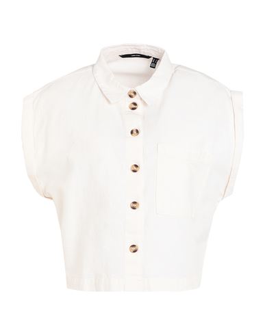 Shop Vero Moda Woman Shirt Ivory Size Xl Linen, Cotton In Beige