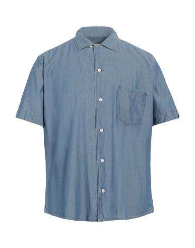 Shop Tintoria Mattei 954 Man Shirt Slate Blue Size L Cotton