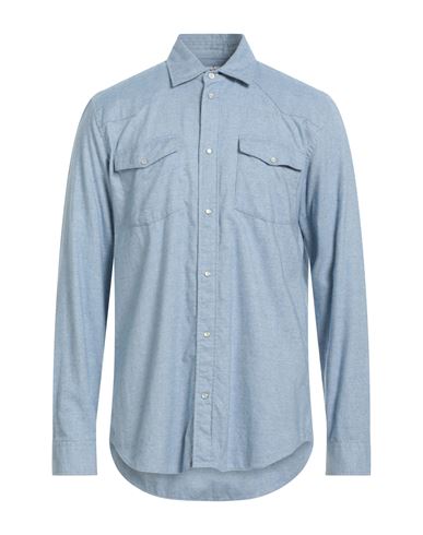 Shop Dondup Man Shirt Sky Blue Size L Cotton, Cashmere