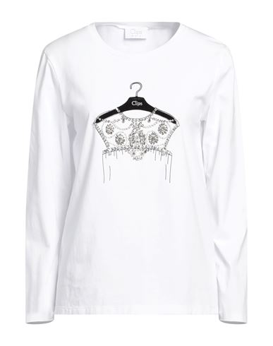 Shop Clips More Woman T-shirt White Size 10 Cotton, Elastane