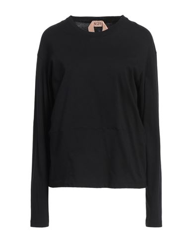 Shop N°21 Woman T-shirt Black Size 10 Cotton, Viscose, Polyester