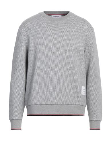 Shop Thom Browne Man Sweater Light Grey Size 4 Cotton