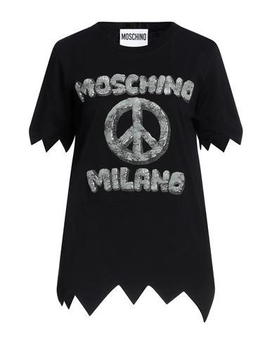 Shop Moschino Woman T-shirt Black Size 6 Organic Cotton