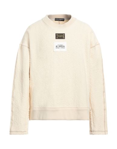 Dolce & Gabbana Man Sweatshirt Cream Size L Cotton, Elastane In Neutral