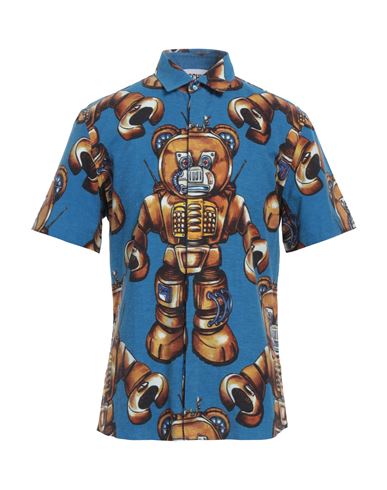 Shop Moschino Man Shirt Azure Size 15 ¾ Cotton In Blue