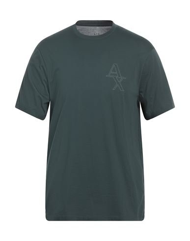 Armani Exchange Man T-shirt Dark Green Size M Cotton In Green