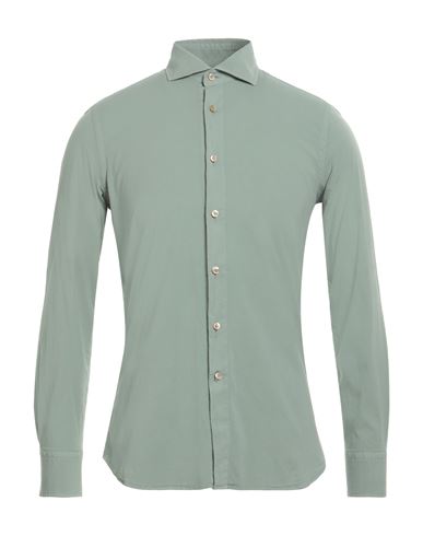 Shop Seventy Sergio Tegon Man Shirt Sage Green Size 15 ¾ Cotton, Elastane