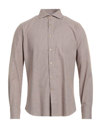 Seventy Sergio Tegon Man Shirt Brown Size 16 Cotton In Neutral