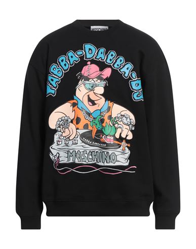 Moschino Black Flintstones Print Cotton Sweatshirt In Black