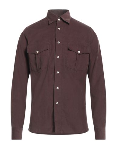 Shop Alessandro Gherardi Man Shirt Dark Brown Size S Cotton