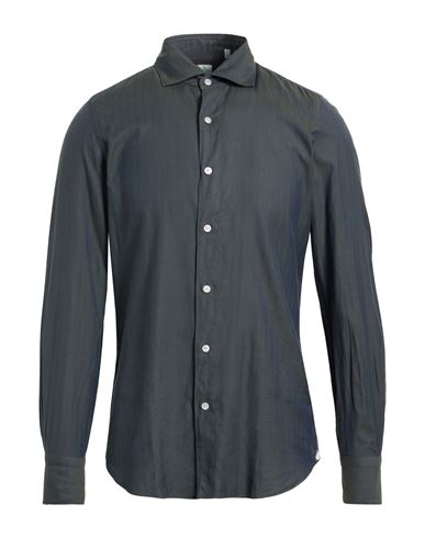 Finamore 1925 Man Shirt Grey Size 15 Cotton In Blue