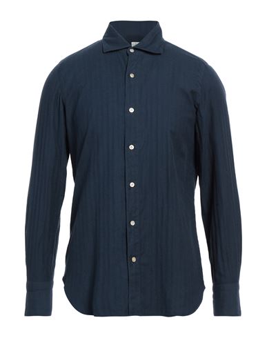 Finamore 1925 Man Shirt Blue Size 16 Cotton In Blue
