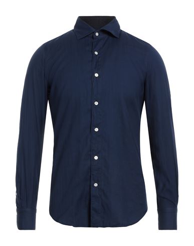 Shop Finamore 1925 Man Shirt Navy Blue Size 17 Cotton