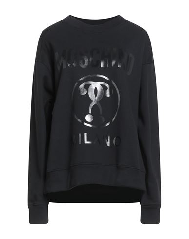 Moschino Couture Woman Sweatshirt Black Size 10 Organic Cotton In Black