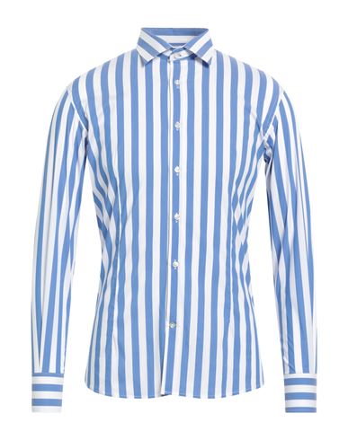 Shop Antonelli Man Shirt Azure Size M Cotton, Polyamide, Elastane In Blue