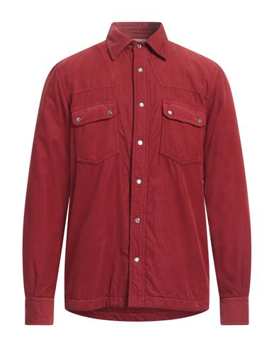 Shop Aspesi Man Shirt Brick Red Size Xl Cotton