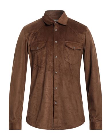 Shop Grey Daniele Alessandrini Man Shirt Brown Size L Polyester