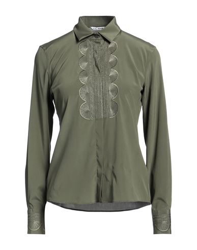 Shop Caliban Woman Shirt Military Green Size 6 Silk, Elastane