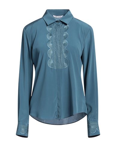 Shop Caliban Woman Shirt Slate Blue Size 8 Silk, Elastane