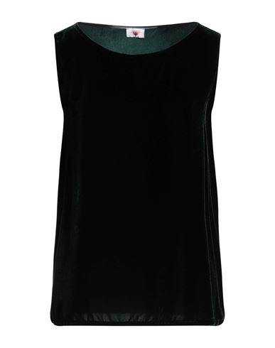 Shop Laboratorio Woman Top Dark Green Size 4 Silk, Viscose