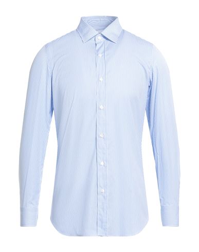 Shop Finamore 1925 Man Shirt Azure Size 17 Cotton In Blue