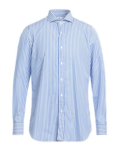 Shop Finamore 1925 Man Shirt Azure Size 17 Giza 45 Cotton In Blue