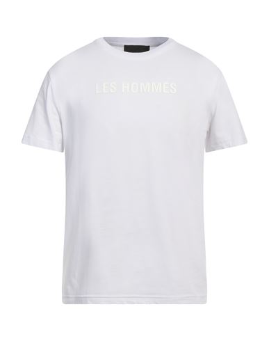 Les Hommes Man T-shirt White Size M Cotton, Elastane