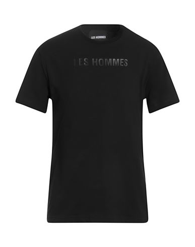 Les Hommes Man T-shirt Black Size M Cotton, Elastane