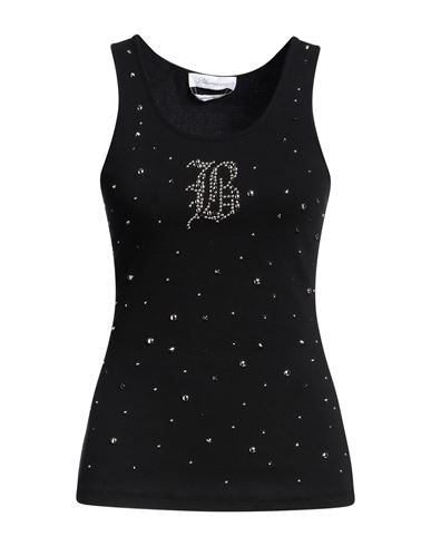 Blumarine Woman Tank Top Black Size 6 Cotton, Elastane In Black