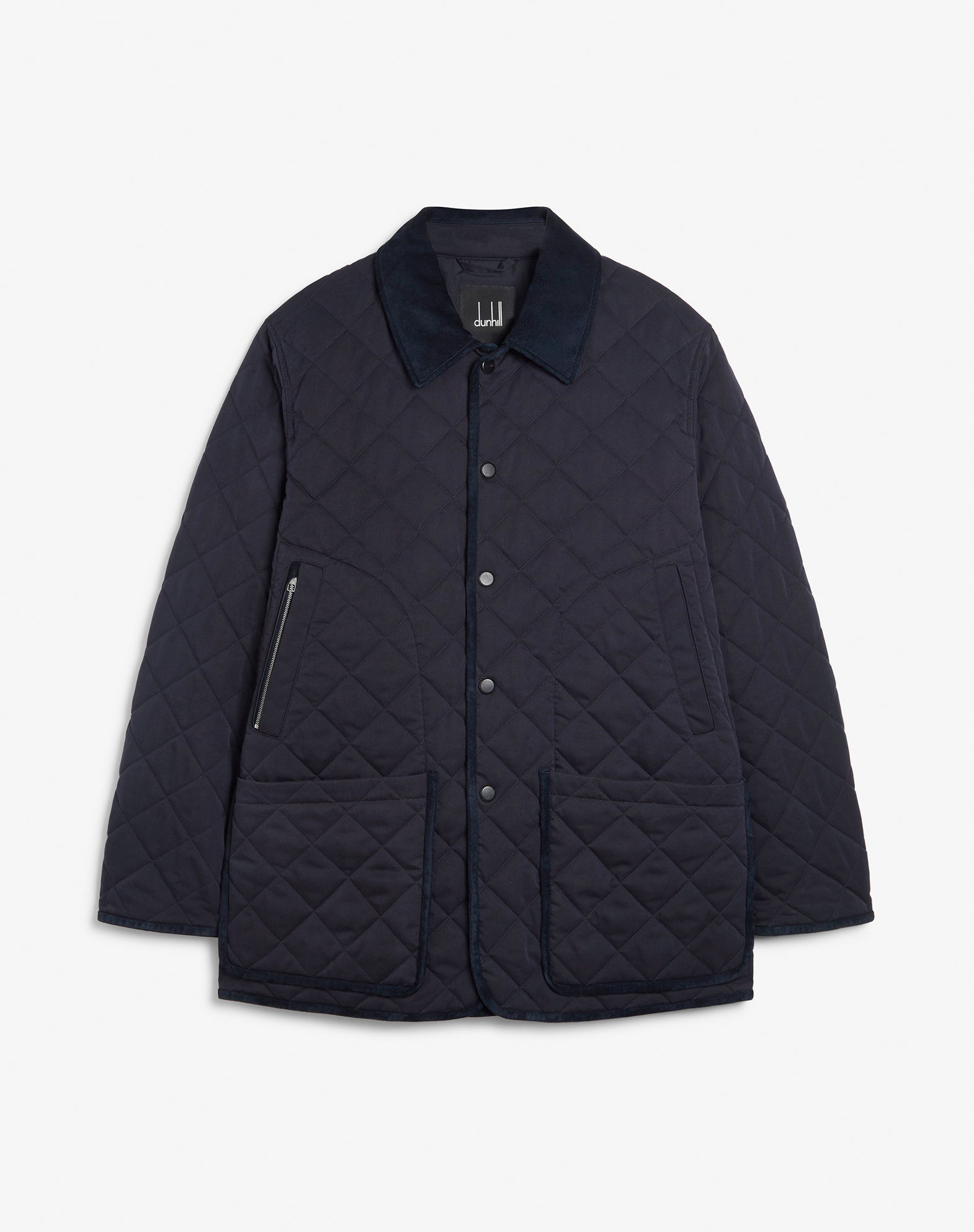 Shop Dunhill Cotton Silk Quilted Car Coat In Blue