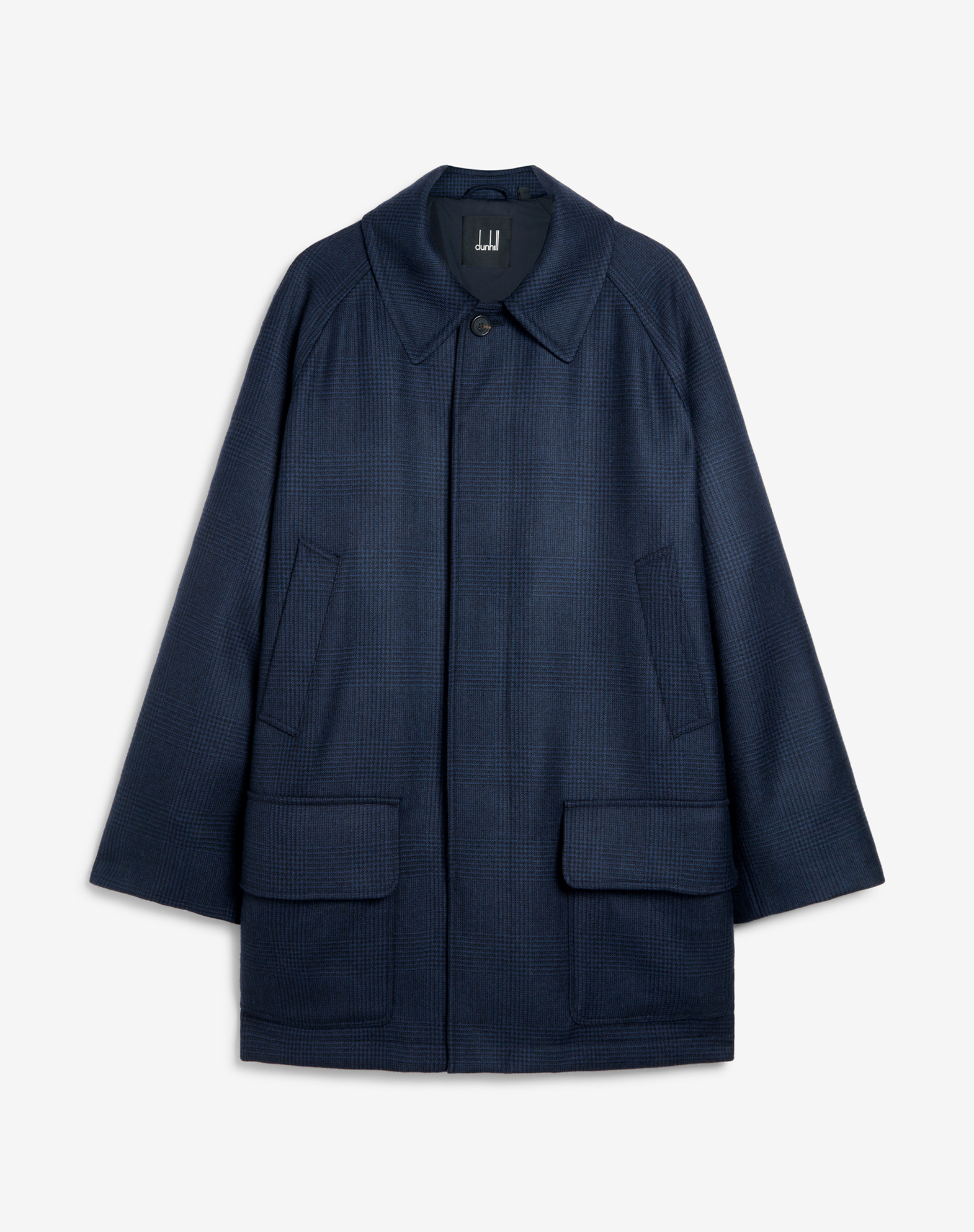 Shop Dunhill Glen Check Wool Car Coat In Blue