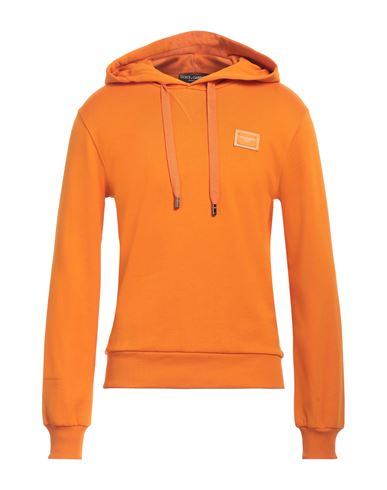 Dolce & Gabbana Man Sweatshirt Orange Size 34 Cotton, Elastane