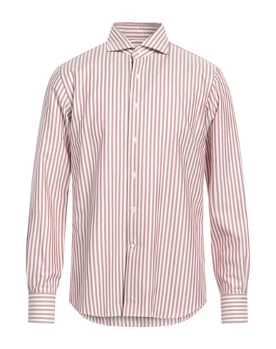 Alessandro Gherardeschi Man Shirt Burgundy Size 16 Cotton In Pink