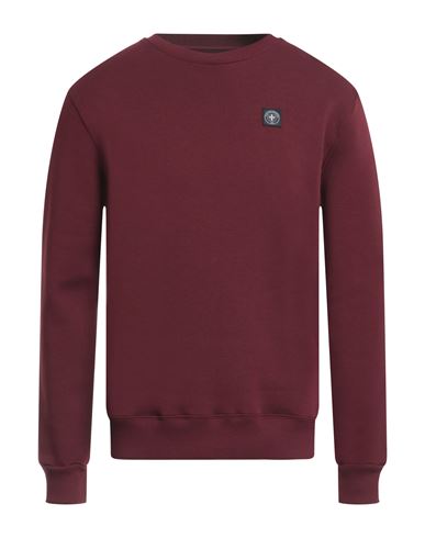 Three Stroke Man Sweatshirt Burgundy Size Xxl Cotton, Polyester In Purple
