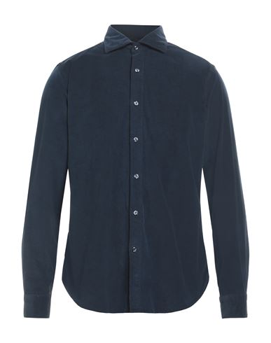 Tintoria Mattei 954 Man Shirt Midnight Blue Size L Cotton, Elastane In Blue