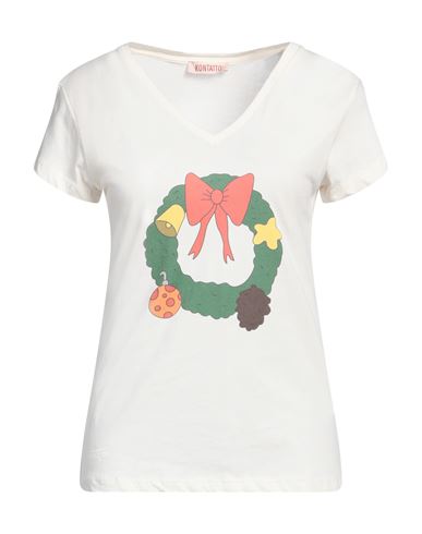 Shop Kontatto Woman T-shirt Off White Size M Cotton