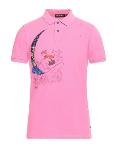 Shop Shockly Man Polo Shirt Fuchsia Size M Cotton In Pink