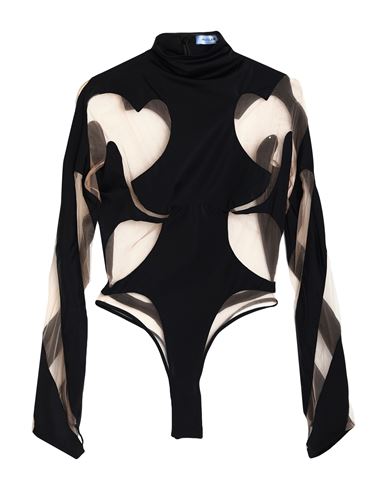 Mugler Woman Bodysuit Black Size 4 Polyamide, Elastane, Cotton In Black