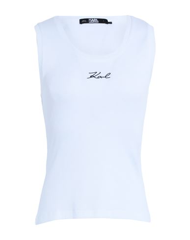 Shop Karl Lagerfeld Logo Rib Tank Top Woman Top White Size L Organic Cotton
