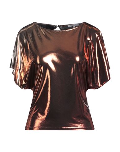 Patrizia Pepe Woman T-shirt Bronze Size 3 Polyester, Elastane In Brown