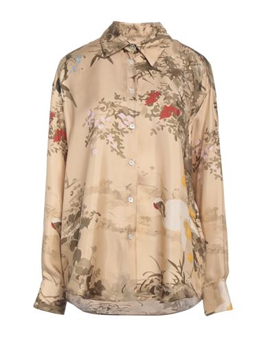 Shop Act N°1 Woman Shirt Camel Size M Silk In Beige