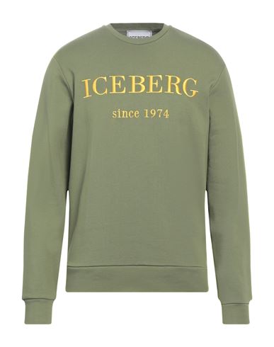 Shop Iceberg Man Sweatshirt Military Green Size L Cotton, Polyester