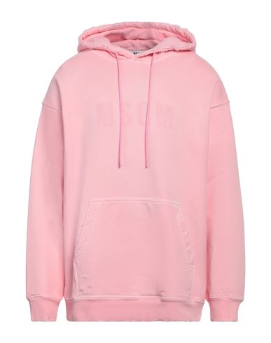 Shop Msgm Man Sweatshirt Pink Size Xl Cotton