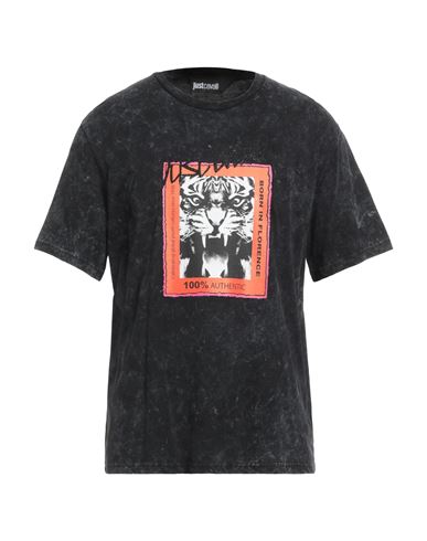 Just Cavalli Man T-shirt Black Size L Cotton