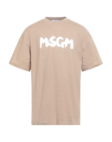 Msgm Man T-shirt Beige Size L Cotton In Gold